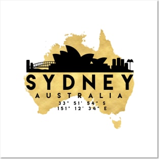 Sydney Australia Skyline Map Art Posters and Art